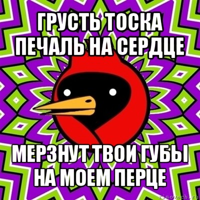 грусть тоска печаль на сердце мерзнут твои губы на моем перце, Мем Омская птица