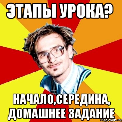 этапы урока? начало,середина, домашнее задание, Мем   Студент практикант