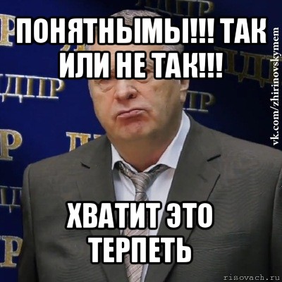 понятнымы!!! так или не так!!! хватит это терпеть, Мем Хватит это терпеть (Жириновский)