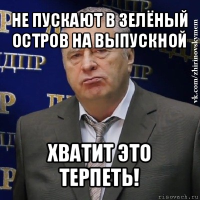 не пускают в зелёный остров на выпускной хватит это терпеть!, Мем Хватит это терпеть (Жириновский)