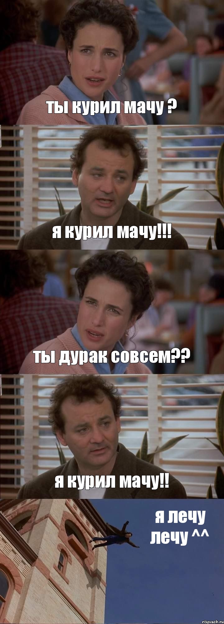 ты курил мачу ? я курил мачу!!! ты дурак совсем?? я курил мачу!! я лечу лечу ^^, Комикс День сурка