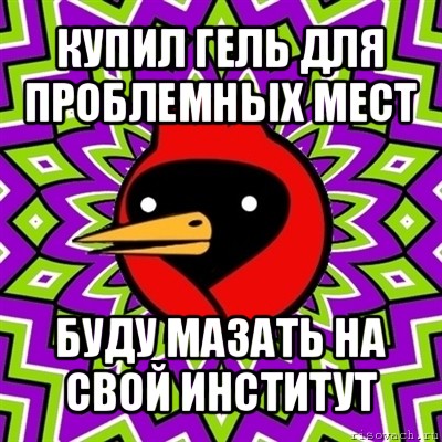 купил гель для проблемных мест буду мазать на свой институт, Мем Омская птица