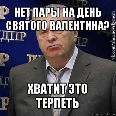 нет пары на день святого валентина? хватит это терпеть, Мем Хватит это терпеть (Жириновский)