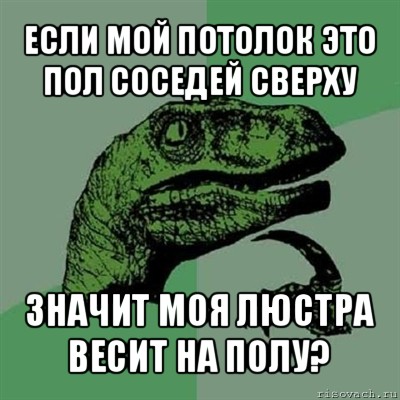 если мой потолок это пол соседей сверху значит моя люстра весит на полу?, Мем Филосораптор