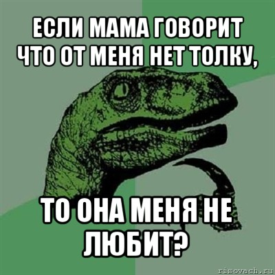 если мама говорит что от меня нет толку, то она меня не любит?, Мем Филосораптор