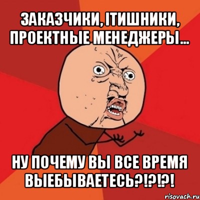 заказчики, itишники, проектные менеджеры... ну почему вы все время выебываетесь?!?!?!, Мем Почему