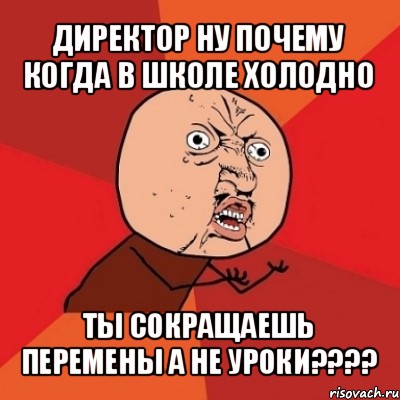 директор ну почему когда в школе холодно ты сокращаешь перемены а не уроки???, Мем Почему