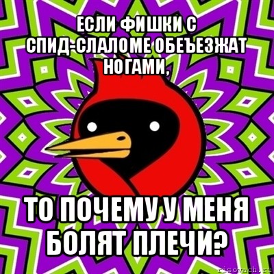 если фишки с спид-слаломе обеъезжат ногами, то почему у меня болят плечи?, Мем Омская птица