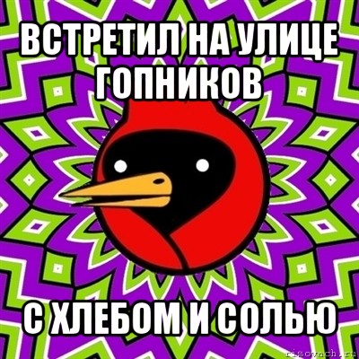 встретил на улице гопников с хлебом и солью, Мем Омская птица