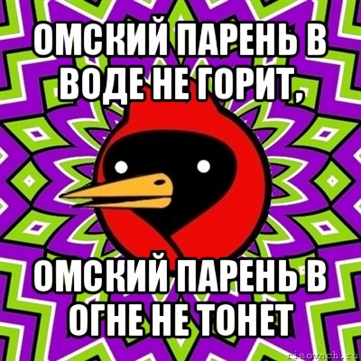 омский парень в воде не горит, омский парень в огне не тонет, Мем Омская птица