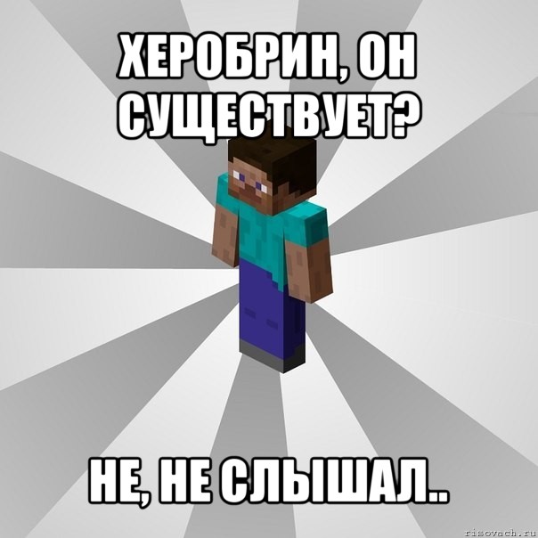 херобрин, он существует? не, не слышал.., Мем Типичный игрок Minecraft