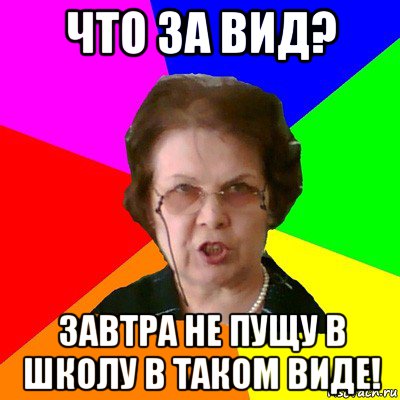 что за вид? завтра не пущу в школу в таком виде!, Мем Типичная училка