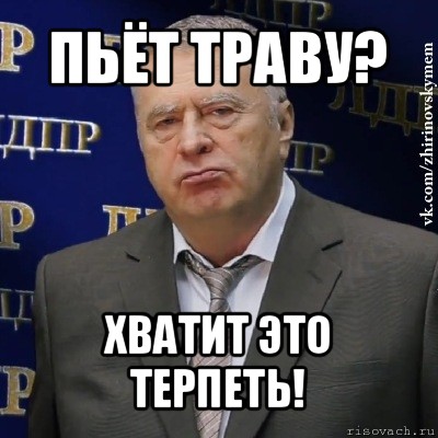 пьёт траву? хватит это терпеть!, Мем Хватит это терпеть (Жириновский)