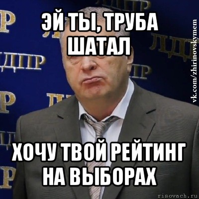 эй ты, труба шатал хочу твой рейтинг на выборах, Мем Хватит это терпеть (Жириновский)