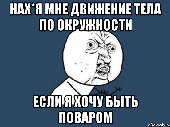 нах*я мне движение тела по окружности если я хочу быть поваром, Мем Ну почему