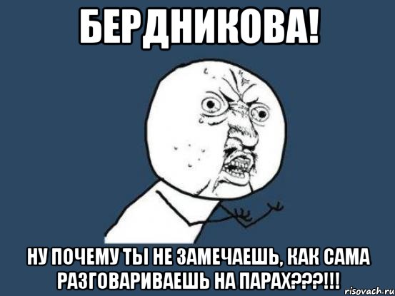 бердникова! ну почему ты не замечаешь, как сама разговариваешь на парах???!!!, Мем Ну почему