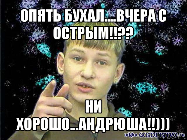 опять бухал....вчера с острым!!?? ни хорошо...андрюша!!))), Мем Стекловата Новый год