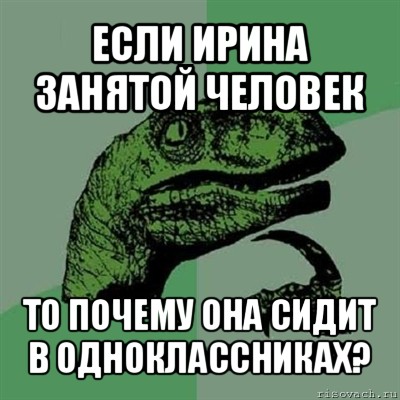 если ирина занятой человек то почему она сидит в одноклассниках?, Мем Филосораптор