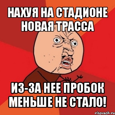 нахуя на стадионе новая трасса из-за нее пробок меньше не стало!, Мем Почему