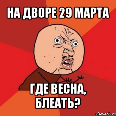 на дворе 29 марта где весна, блеать?, Мем Почему