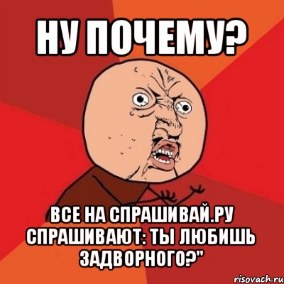 ну почему? все на спрашивай.ру спрашивают: ты любишь задворного?", Мем Почему