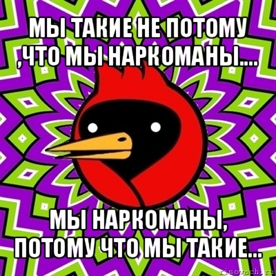 мы такие не потому ,что мы наркоманы.... мы наркоманы, потому что мы такие..., Мем Омская птица