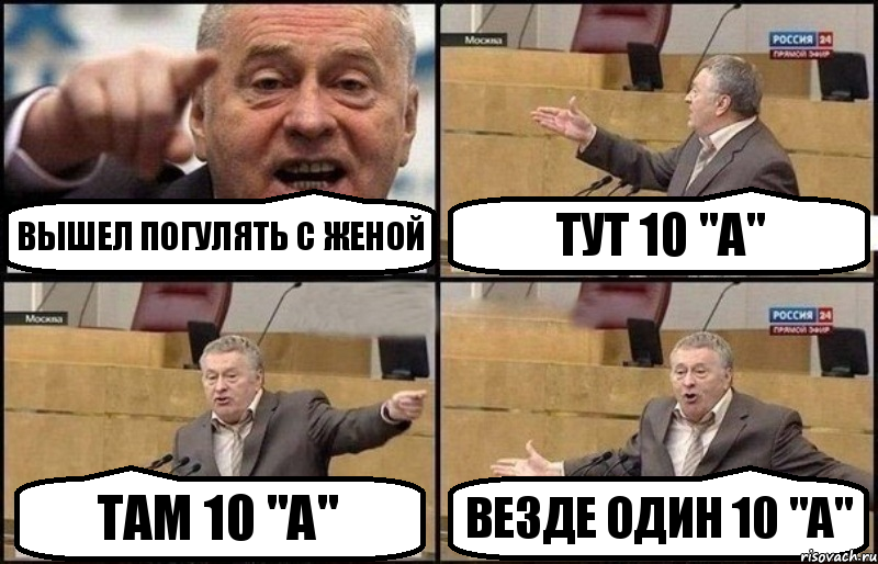 Вышел погулять с Женой тут 10 "А" там 10 "А" везде один 10 "А", Комикс Жириновский