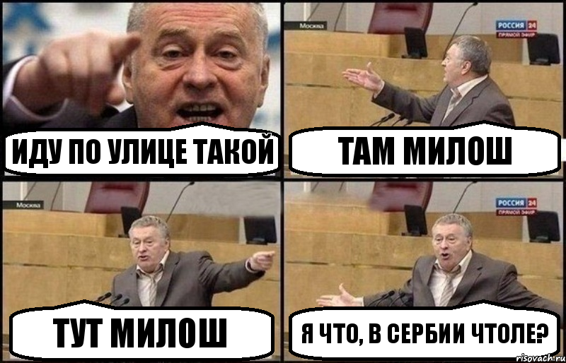 Иду по улице такой Там Милош Тут милош Я что, в сербии чтоле?, Комикс Жириновский