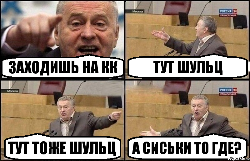 Заходишь на КК тут Шульц тут тоже Шульц а сиськи то где?, Комикс Жириновский