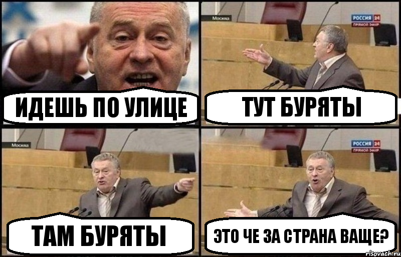 Идешь по улице Тут буряты Там буряты Это че за страна ваще?, Комикс Жириновский