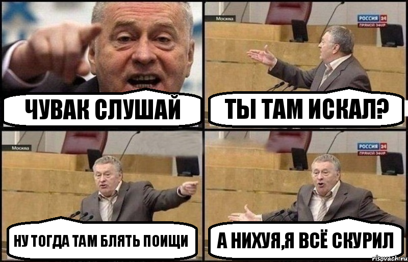 чувак слушай ты там искал? ну тогда там блять поищи а нихуя,я всё скурил, Комикс Жириновский