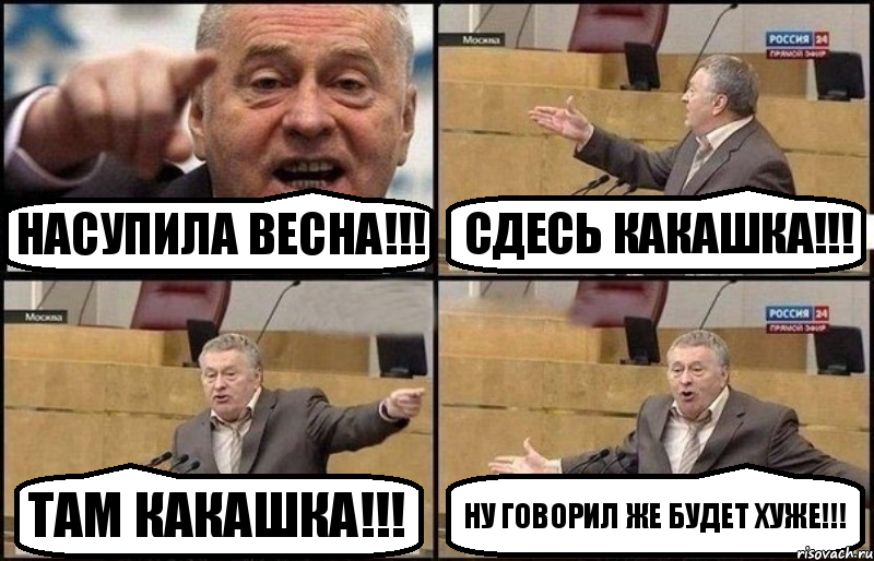 Насупила весна!!! сдесь какашка!!! там какашка!!! ну говорил же будет хуже!!!, Комикс Жириновский