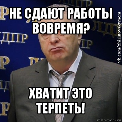 не сдают работы вовремя? хватит это терпеть!, Мем Хватит это терпеть (Жириновский)