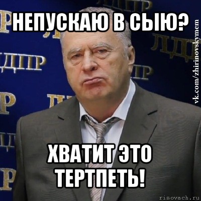 непускаю в сыю? хватит это тертпеть!, Мем Хватит это терпеть (Жириновский)