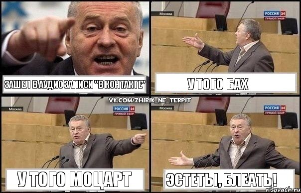 Зашел в аудиозаписи "в контакте" у того Бах у того Моцарт эстеты, блеать!