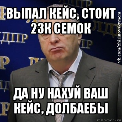 выпал кейс, стоит 23к семок да ну нахуй ваш кейс, долбаебы, Мем Хватит это терпеть (Жириновский)