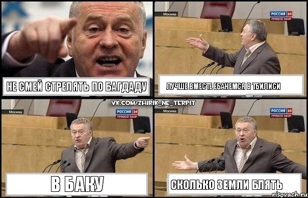 не смей стрелять по Багдаду лучше вместе ебанемся в Тбилиси в Баку сколько земли блять, Комикс Жириновский