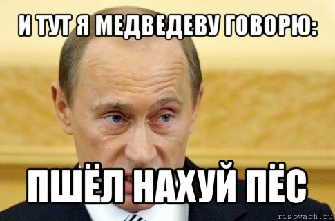 и тут я медведеву говорю: пшёл нахуй пёс, Мем путин