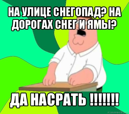 на улице снегопад? на дорогах снег и ямы? да насрать !!!, Мем  Да всем насрать (Гриффин)