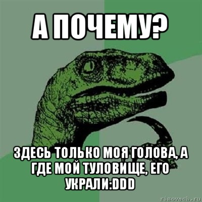 а почему? здесь только моя голова, а где мой туловище, его украли:ddd, Мем Филосораптор