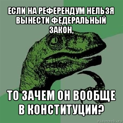 если на референдум нельзя вынести федеральный закон, то зачем он вообще в конституции?, Мем Филосораптор