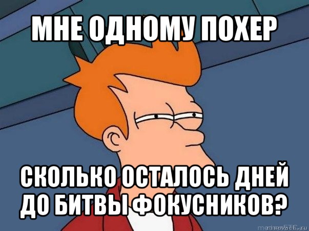 мне одному похер сколько осталось дней до битвы фокусников?, Мем  Фрай (мне кажется или)