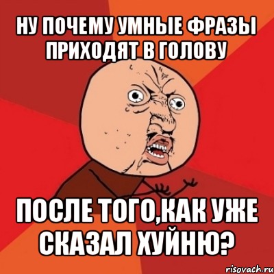 ну почему умные фразы приходят в голову после того,как уже сказал хуйню?