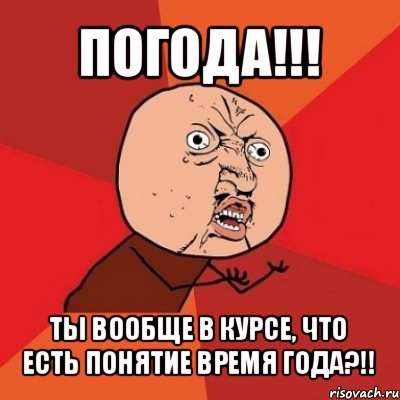 погода!!! ты вообще в курсе, что есть понятие время года?!!, Мем Почему