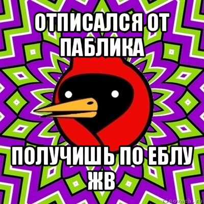 отписался от паблика получишь по еблу жв, Мем Омская птица