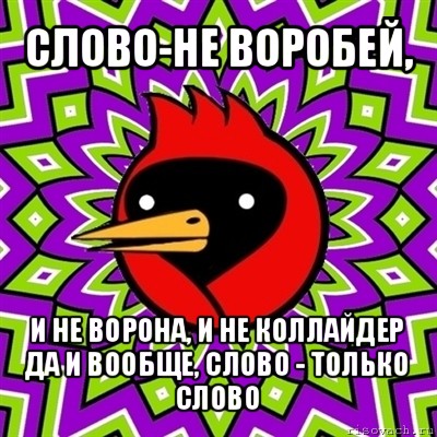 слово-не воробей, и не ворона, и не коллайдер
да и вообще, слово - только слово, Мем Омская птица