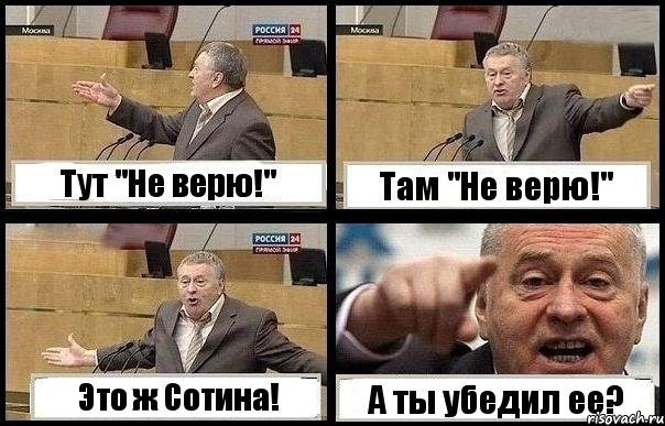 Тут "Не верю!" Там "Не верю!" Это ж Сотина! А ты убедил ее?