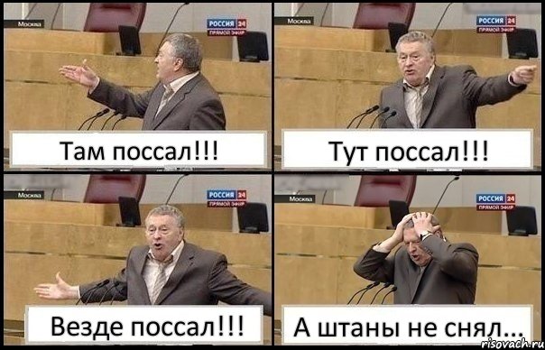 Там поссал!!! Тут поссал!!! Везде поссал!!! А штаны не снял..., Комикс Жирик в шоке хватается за голову