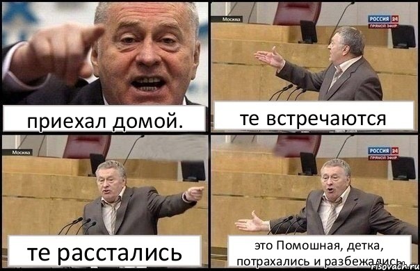 приехал домой. те встречаются те расстались это Помошная, детка, потрахались и разбежались, Комикс Жириновский