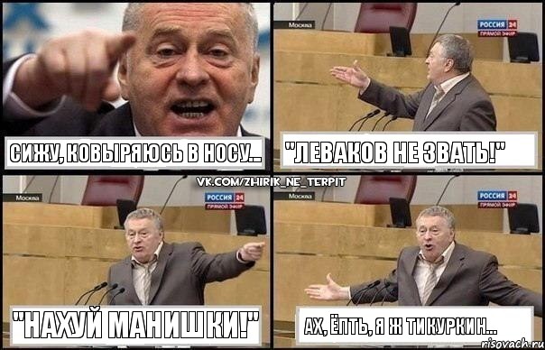 Сижу, ковыряюсь в носу... "Леваков не звать!" "Нахуй манишки!" Ах, ёпть, я ж Тикуркин..., Комикс Жириновский